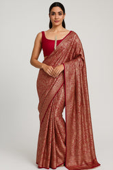 Red Georgette All Over Floral Woven Saree